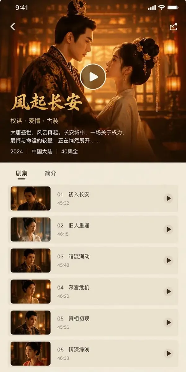 红果短剧 APP 竖屏播放界面示意,含海报列表与播放按钮